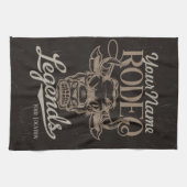 ロデオパーソナライズされたオールドウエストステアローピングレジェンズ キッチンタオル (横)