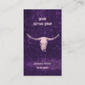 ロデオパープルウェスタンタトゥーショップブル素朴スカル 名刺 (正面)