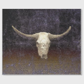 ロデオパープルブラウンアートテクスチャブル素朴スカル ラッピングペーパー (フラット)