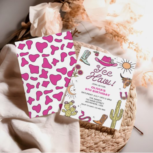 ロデオピンクウェスタン誕生日 招待状