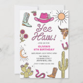 ロデオピンクウェスタン誕生日 招待状 (正面)