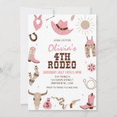 ロデオピンクウェスタン4歳の誕生日 招待状 (正面)