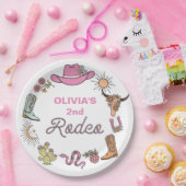 ロデオピンクウエスタンカウボーイ誕生日 ペーパープレート (パーティー)