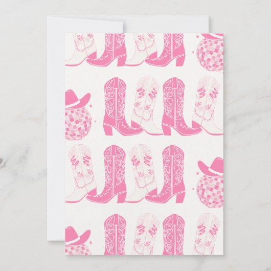 ロデオピンクハットウエスタンブーツ女性のカーボーイ誕生日 招待状 (裏面)