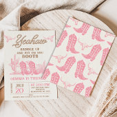 ロデオピンクブラウンウェスタンブーツ女性のカーボーイ誕生日 招待状