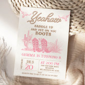 ロデオピンクブラウンウェスタンブーツ女性のカーボーイ誕生日 招待状