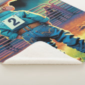 ロデオフェンスアメリカ国旗の馬の小さなカウボーイ シェルパブランケット (3/4)