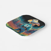 ロデオフェンスアメリカ国旗の馬の小さなカウボーイ ペーパープレート (傾斜あり)