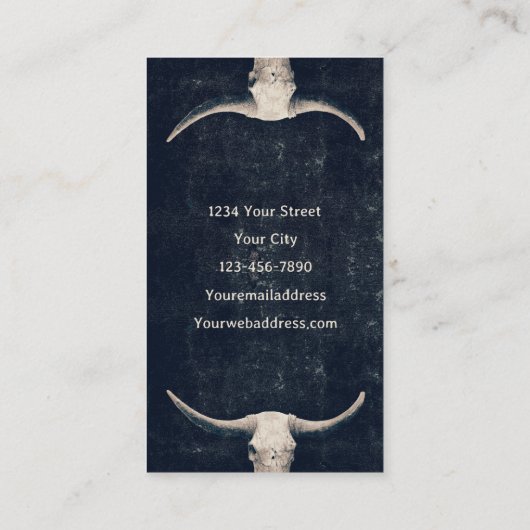 ロデオブラックウェスタン素朴タトゥーショップブルスカル 名刺 (裏面)