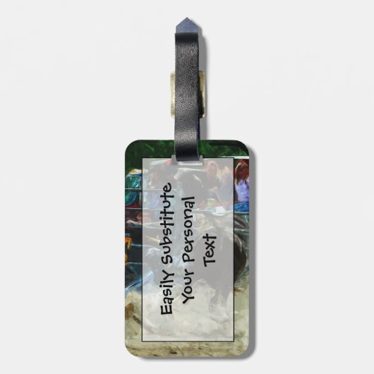 ロデオブルライドエンディング抽象芸術印象派 ラゲッジタグ (裏面縦)