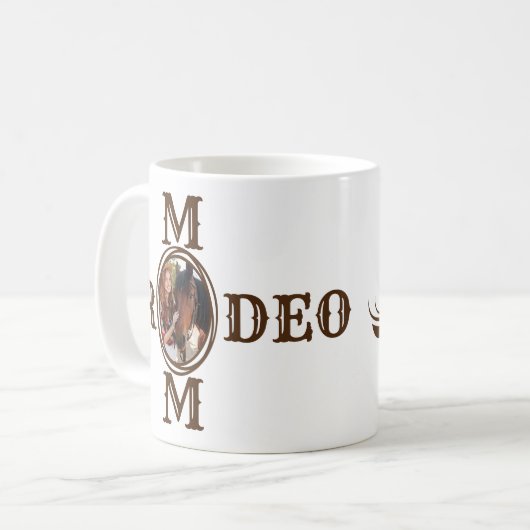 ロデオマムウェスタンホース女性のカーボーイ写真 コーヒーマグカップ (正面左)