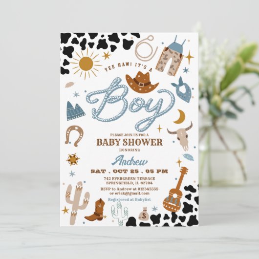 ロデオランチワイルドウエストカウボーイベビーシャワー 招待状 (スタンド正面)