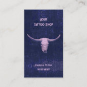 ロデオヴィンテージブルーテクスチャタトゥーショップブルスカル 名刺 (正面)