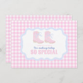 ロデオ名門私立校風のファースト誕生日女性のカーボーイブーツ サンキューカード (正面/裏面)