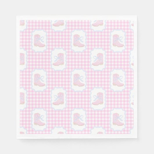 ロデオ名門私立校風のファースト誕生日女性のカーボーイブーツ スタンダードランチョンナプキン (正面)