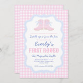 ロデオ名門私立校風のファースト誕生日女性のカーボーイブーツ 招待状 (正面/裏面)