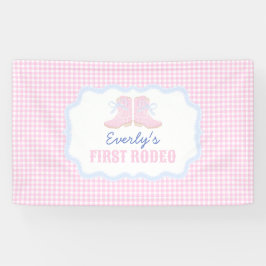 ロデオ名門私立校風のファースト誕生日女性のカーボーイブーツ 横断幕