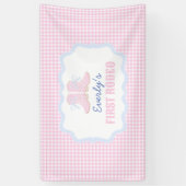 ロデオ名門私立校風のファースト誕生日女性のカーボーイブーツ 横断幕 (縦)