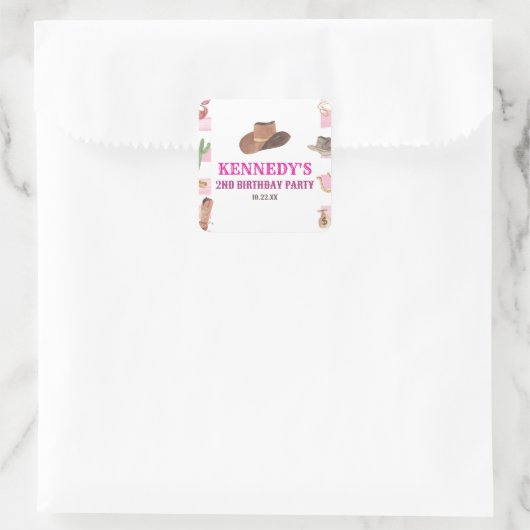 ロデオ女性のカーボーイウエスタンワイルドウェスト誕生日パーティー スクエアシール (バッグ)