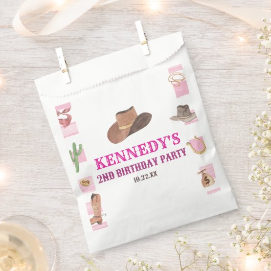 ロデオ女性のカーボーイウエスタンワイルドウェスト誕生日パーティー フェイバーバッグ (クリップ留めされた状態)