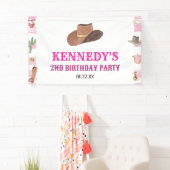 ロデオ女性のカーボーイウエスタンワイルドウェスト誕生日パーティー 横断幕 (インサイチュ)