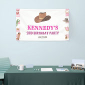 ロデオ女性のカーボーイウエスタンワイルドウェスト誕生日パーティー 横断幕 (トレードショー)