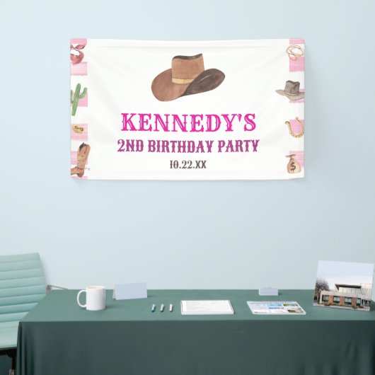 ロデオ女性のカーボーイウエスタンワイルドウェスト誕生日パーティー 横断幕 (トレードショー)