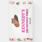 ロデオ女性のカーボーイウエスタンワイルドウェスト誕生日パーティー 横断幕 (縦)