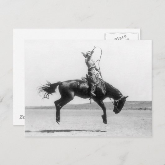 ロデオ女性のカーボーイオン馬ヴィンテージ写真 ポストカード (正面/裏面)