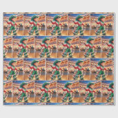 ロデオ女性のカーボーイキッズキラリングクリスマスライト ラッピングペーパー (フラット)