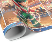 ロデオ女性のカーボーイキッズキラリングクリスマスライト ラッピングペーパー (ロールコーナー)