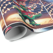 ロデオ女性のカーボーイキッズキラリングクリスマスライト ラッピングペーパー (ロールコーナー)