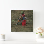 ロデオ女性のカーボーイバレルレーシングウェスタンをテーマにした時計 スクエア壁時計 (ホーム)