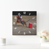 ロデオ女性のカーボーイバレルレーシングウェスタンをテーマにした時計 スクエア壁時計 (ホーム)