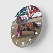 ロデオ女性のカーボーイバレルレーシングウェスタンをテーマにした時計 ラウンド壁時計 (傾斜)