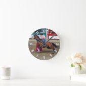 ロデオ女性のカーボーイバレルレーシングウェスタンをテーマにした時計 ラウンド壁時計 (ホーム)