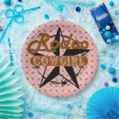 ロデオ女性のカーボーイピンクバンダンナスターバーベドワイヤー ペーパープレート (パーティー)