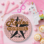 ロデオ女性のカーボーイピンクバンダンナスターバーベドワイヤー ペーパープレート (パーティー)