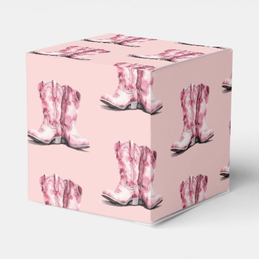 ロデオ女性のカーボーイピンクブーツベビーシャワー フェイバーボックス (裏面サイド)