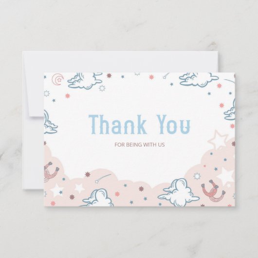 ロデオ女性のカーボーイベビーシャワーサンキューカード 招待状 (正面)