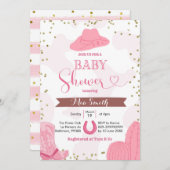 ロデオ女性のカーボーイベビーシャワー招待状 招待状 (正面/裏面)