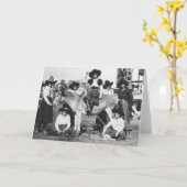 ロデオ女性のカーボーイ七人がロバと一緒に冗談を言った カード (黄色い花)