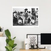 ロデオ女性のカーボーイ七人がロバと一緒に冗談を言った ポスター (ホームオフィス)