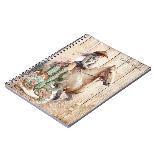 ロデオ女性のカーボーイ砂漠ウトライドのカウボーイブーツ ノートブック (左側)