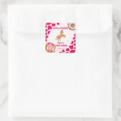 ロデオ女性のカーボーイ誕生日ピンクの牛のパターンのポニー スクエアシール (バッグ)