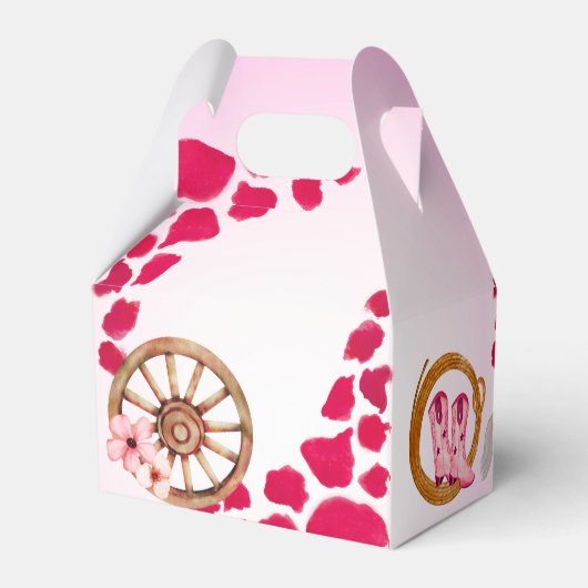 ロデオ女性のカーボーイ誕生日ピンクの牛のパターンのポニー フェイバーボックス (裏面サイド)