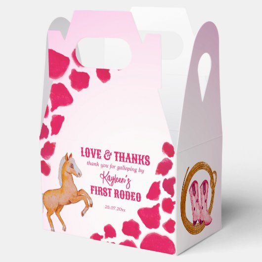 ロデオ女性のカーボーイ誕生日ピンクの牛のパターンのポニー フェイバーボックス (オープン)