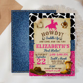 ロデオ女性のカーボーイ誕生日招待状 招待状