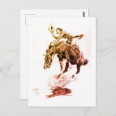 ロデオ女性のカーボーイ（C.M.ラッセル） ポストカード (正面/裏面)