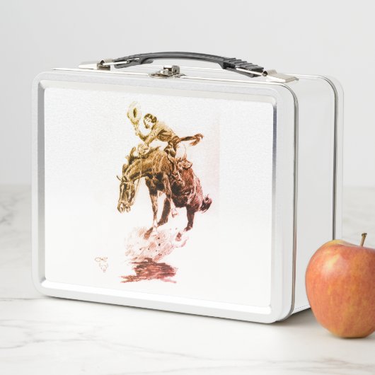ロデオ女性のカーボーイ（C.M.ラッセル） メタルランチボックス (インサイチュ)